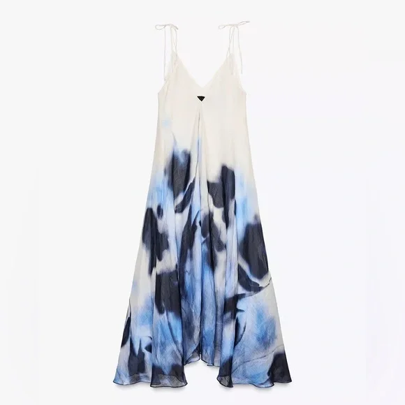 NET ZARA 100% RAMIE PRINT DRESS ZW COLLECTION - Picture 13 of 15